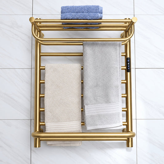 Wall-Mounted Electric Towel Warmer with Built-In Storage Shelf