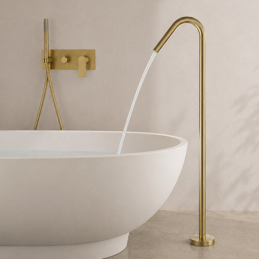 Concealed Installation Floor-Mounted Bathtub Faucet with Handheld Shower
