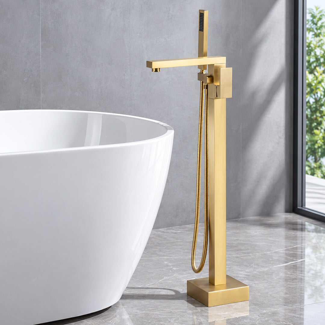 Bathroom Tub Faucet with Hand Shower Bathtub Faucet – Floor or Wall Inlet Installation