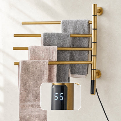 Wall-Mounted Rotating Heated Towel Rack with 4 Swivel Bars
