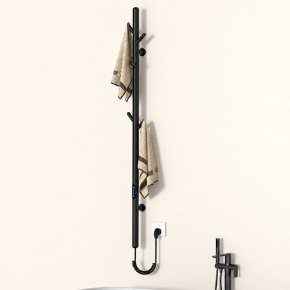 Electric Heated Towel Rack with Hooks, Wall-Mounted Towel Warmer with Touch Control
