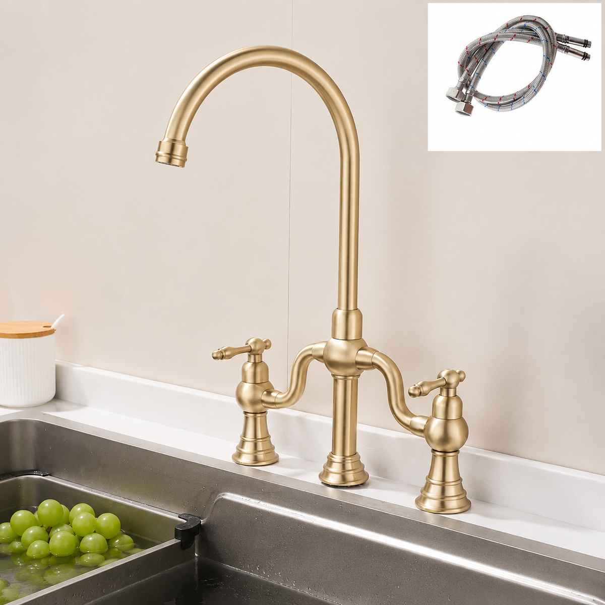 Kitchen Faucet Dual Handle High Arc Luxury Tap