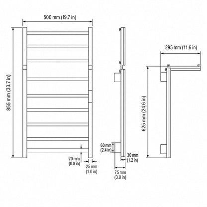 Stainless Steel Foldable Heated Towel Rack with Top Shelf, Timer & Temperature Control