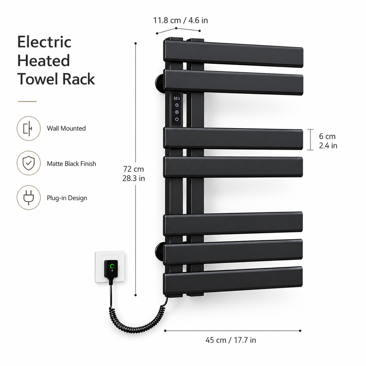 Electric Heated Towel Rack with WiFi Control