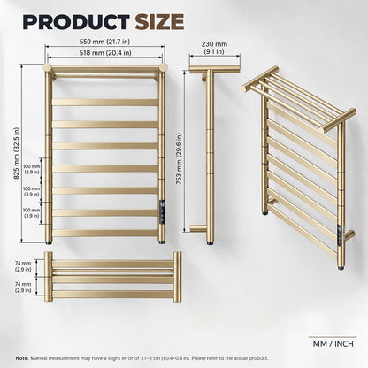 Electric Heated Towel Rack with Top Shelf & Rotating Bars – Plug-In Towel Warmer