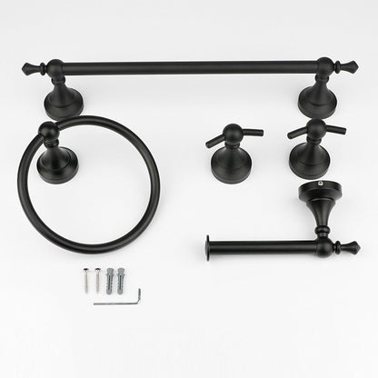5-Piece Wall-Mounted Bathroom Hardware Set with Towel Bar, Ring & Hooks