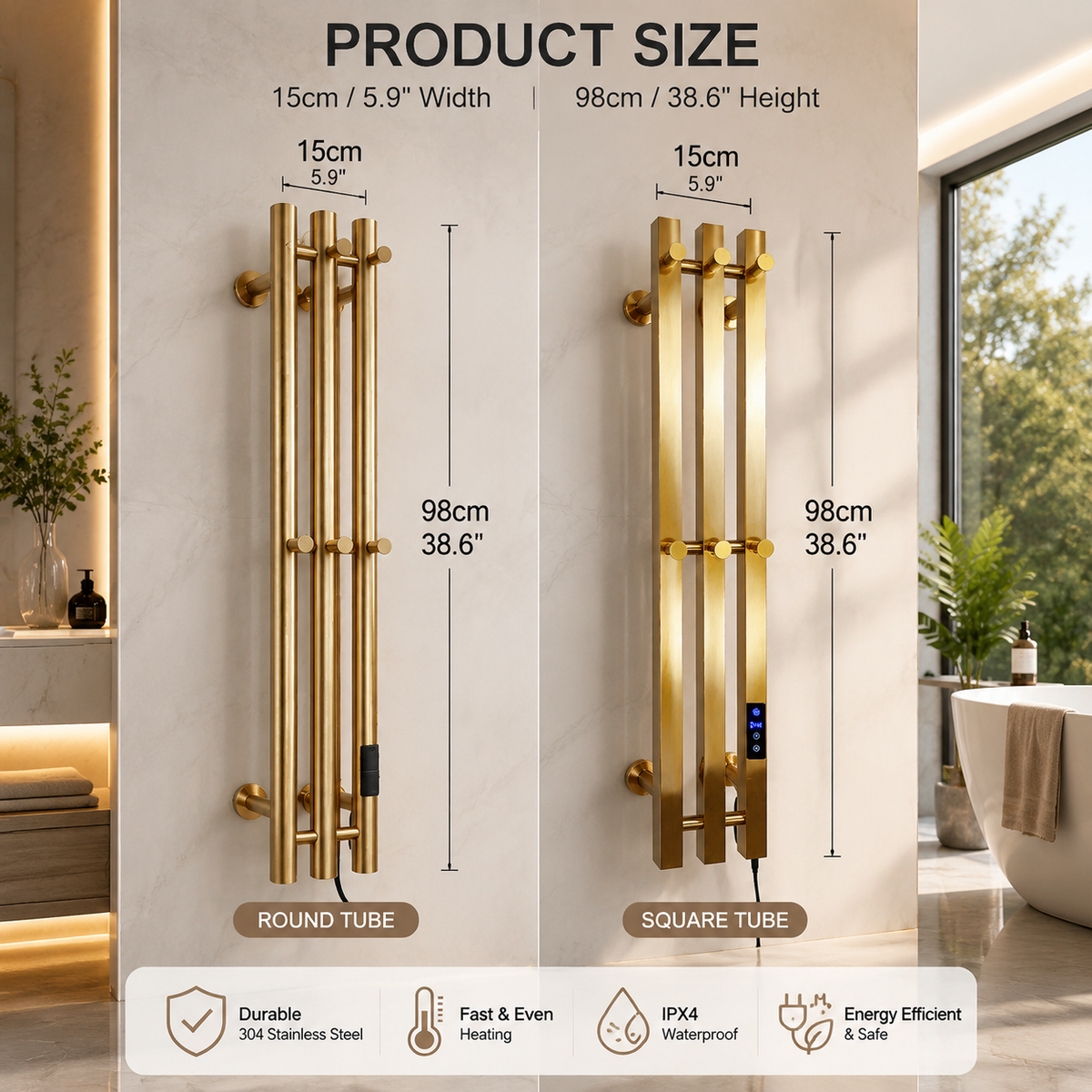mkonomacrame Bathroom Heated Towel Rack Heated Towel Warmer for Modern Luxury Bathrooms