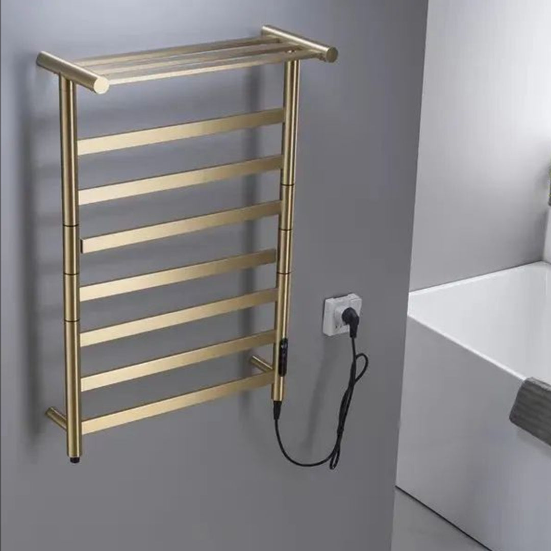 Electric Heated Towel Rack with Top Shelf & Rotating Bars – Plug-In Towel Warmer