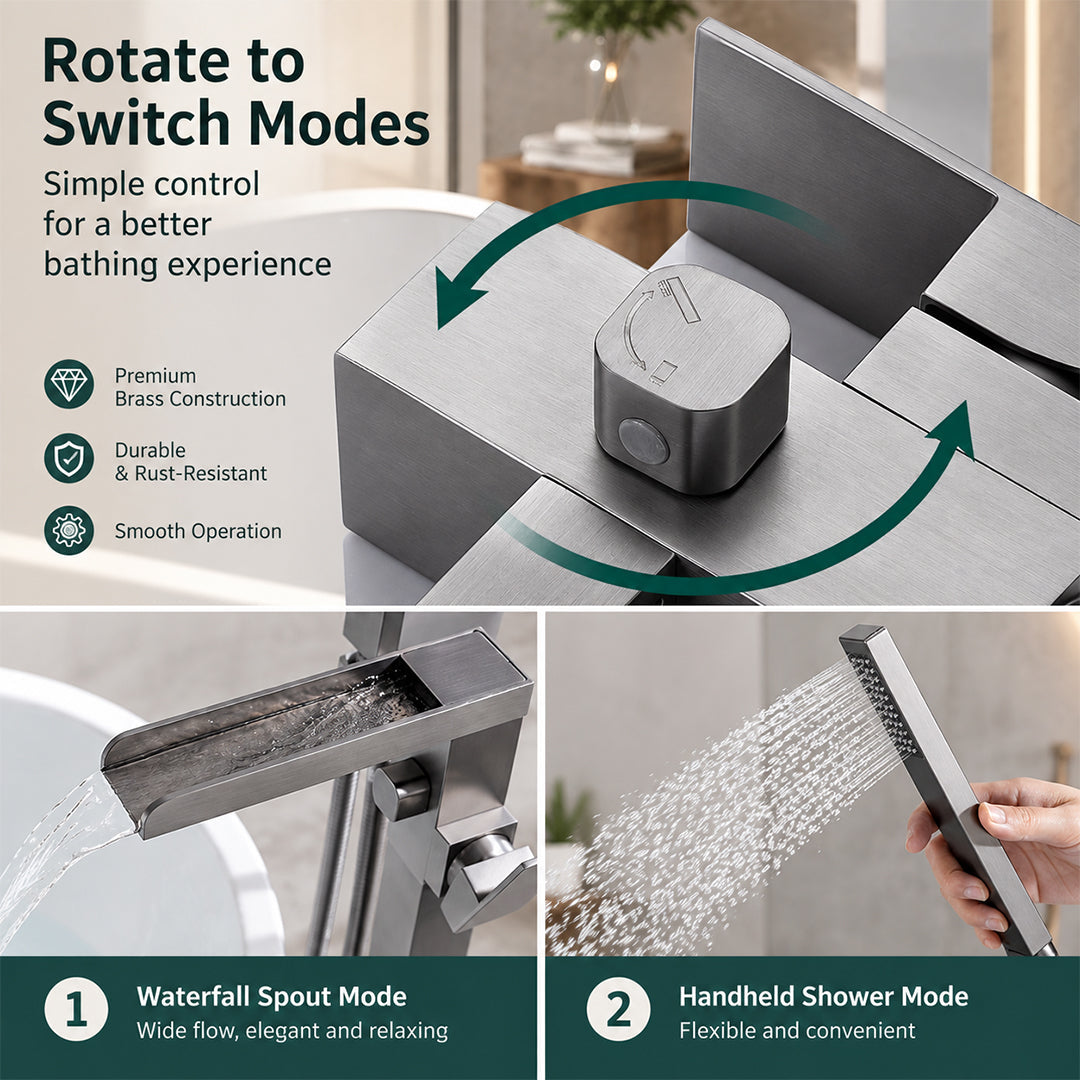 Freestanding Tub Faucet with Hand Shower