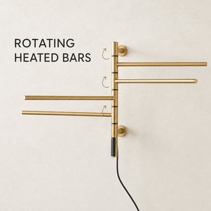 Wall-Mounted Rotating Heated Towel Rack with 4 Swivel Bars
