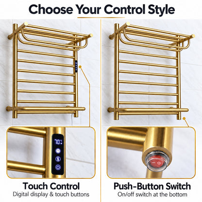 Wall-Mounted Electric Towel Warmer with Built-In Storage Shelf