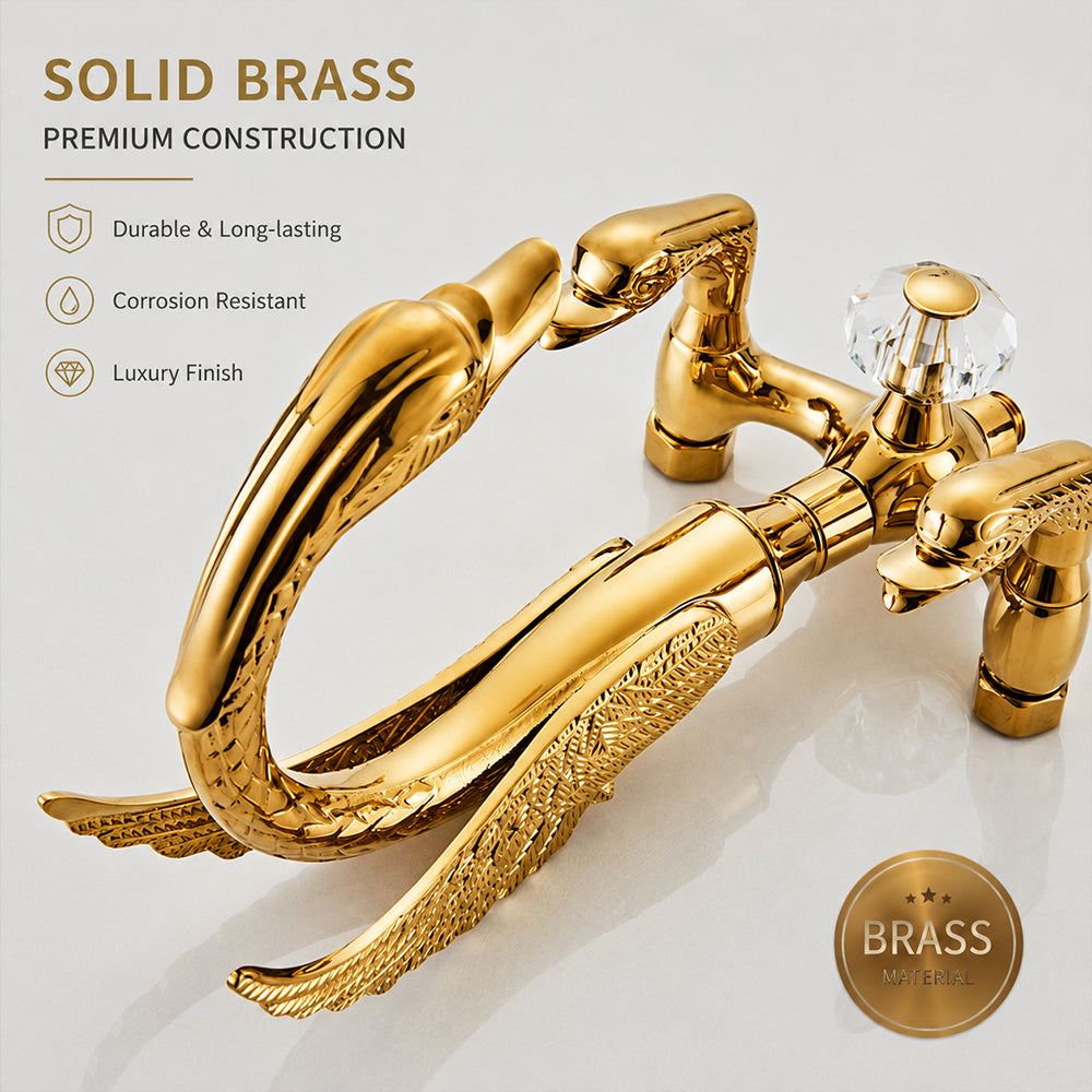 Luxury Wall Mounted Bathtub Faucet Swan Double Handle Bath Shower Faucet Water Tap