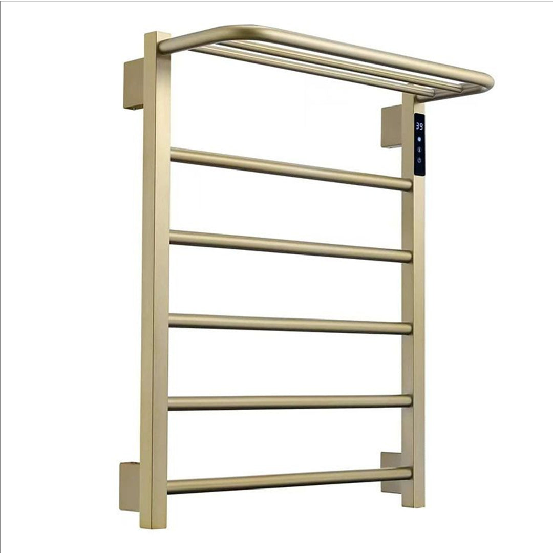 Wall Mounted Heated Towel Rack with Top Shelf, Timer & Temperature Control