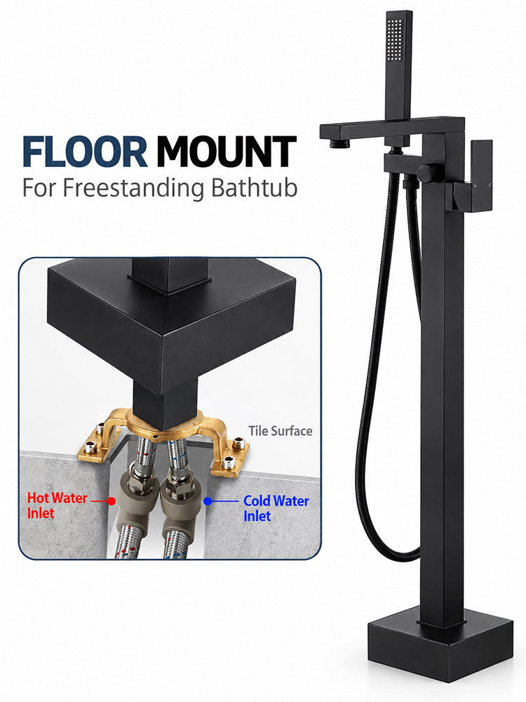 Bathroom Tub Faucet with Hand Shower Bathtub Faucet – Floor or Wall Inlet Installation