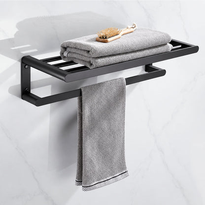 Black Wall-Mounted Bathroom Hardware Set with Towel Racks, Corner Shelves & Toilet Accessories
