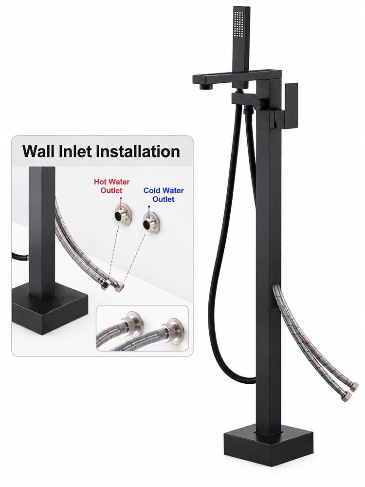 Bathroom Tub Faucet with Hand Shower Bathtub Faucet – Floor or Wall Inlet Installation