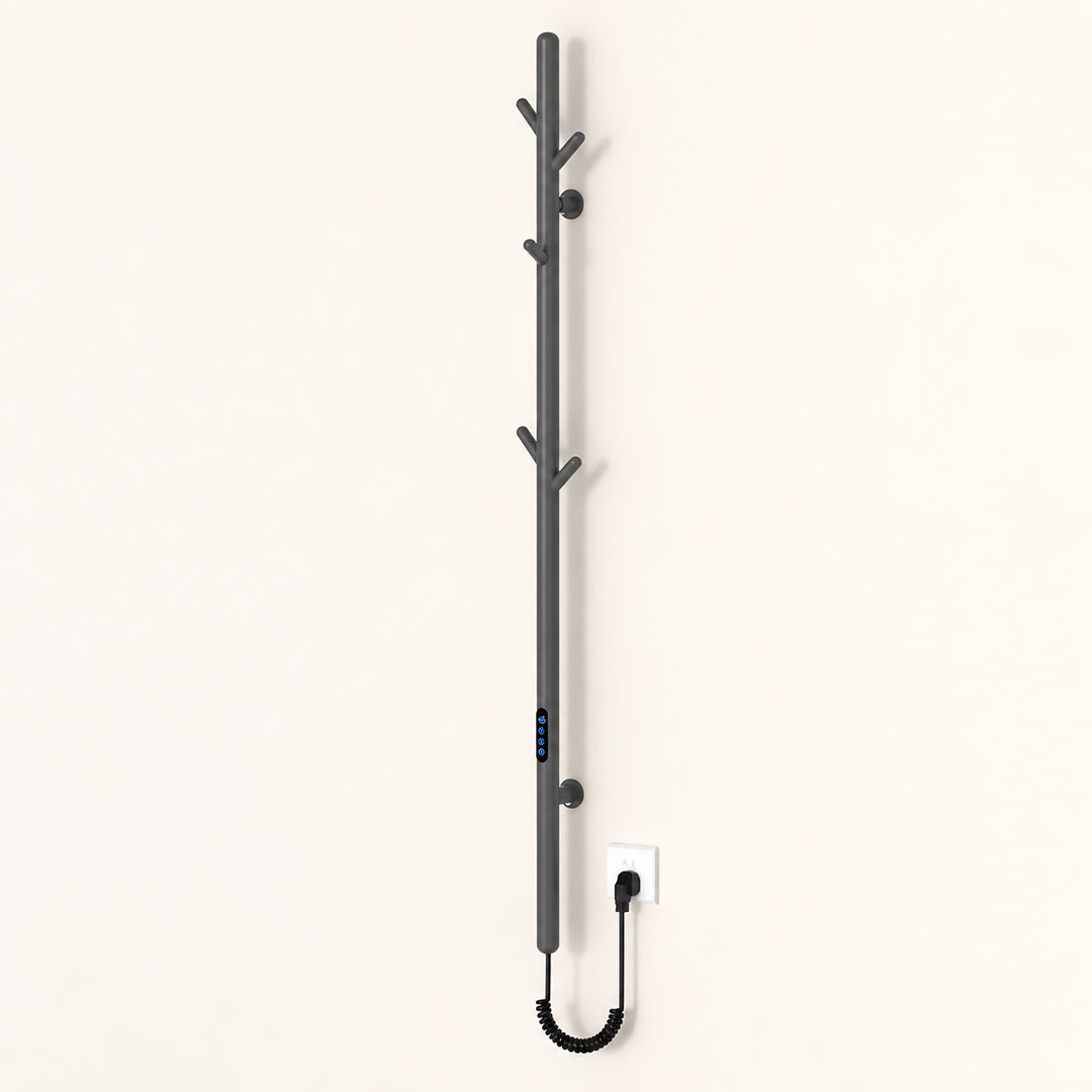 Electric Heated Towel Rack with Hooks, Wall-Mounted Towel Warmer with Touch Control