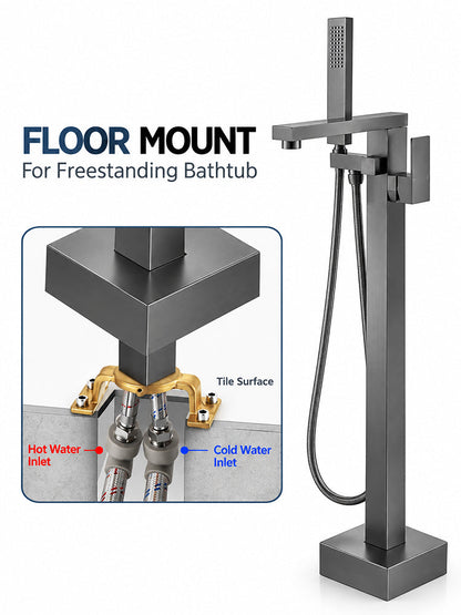 Bathroom Tub Faucet with Hand Shower Bathtub Faucet – Floor or Wall Inlet Installation