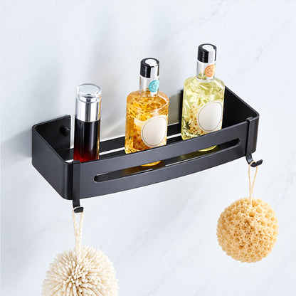 Black Wall-Mounted Bathroom Hardware Set with Towel Racks, Corner Shelves & Toilet Accessories