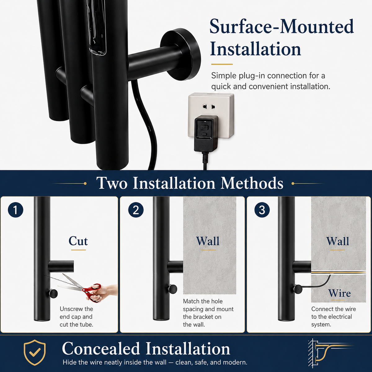 mkonomacrame Bathroom Heated Towel Rack Heated Towel Warmer for Modern Luxury Bathrooms